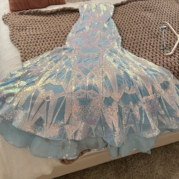 Jovani light blue trumpet, mermaid prom dress. - Picture 9 of 10